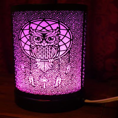 7.25" Tall Owl Design with Multicolor Lights, Aromatherapy, Corded Lamp