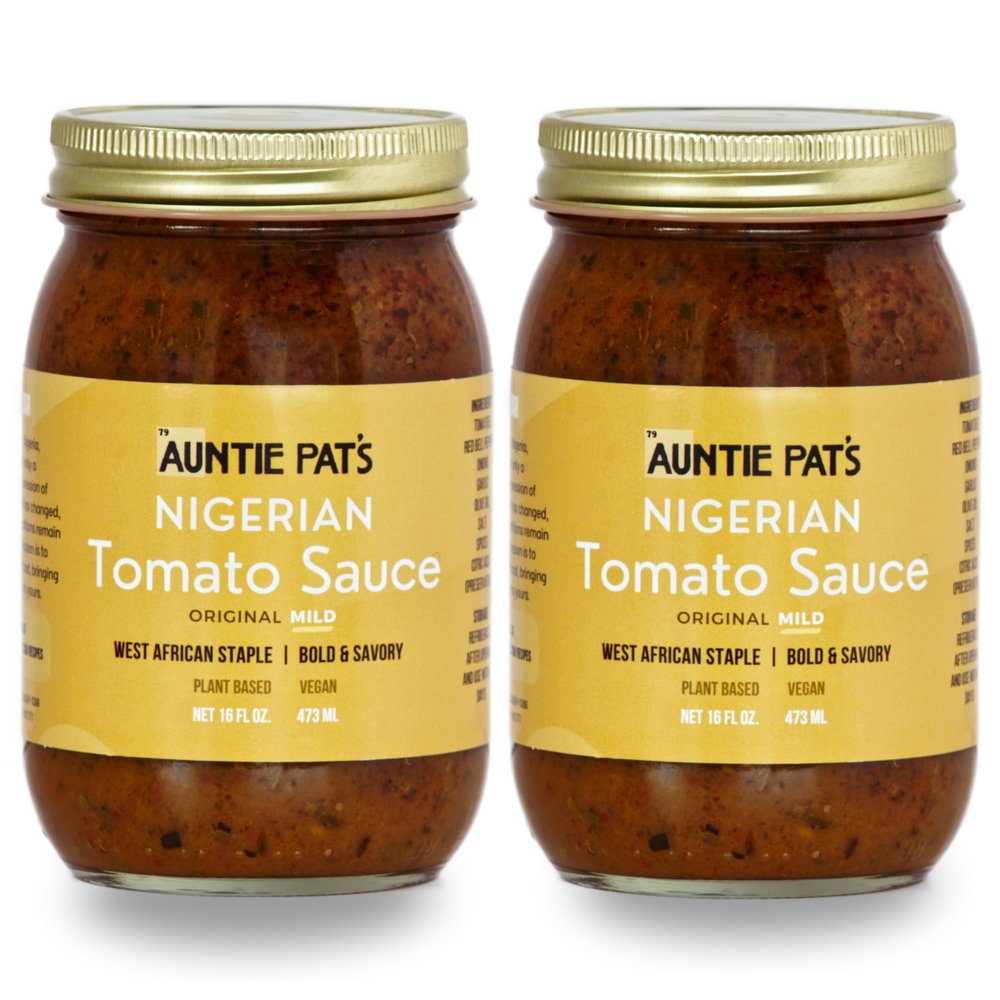 Auntie Pats - Nigerian Tomato Sauce- Vegan, West African Sauce, Low Carb, Jollof Rice, Clean Ingredients, Keto Friendly 473mL/16oz (Mild, 16oz (Pack of 2))