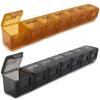 2 Pack Weekly Pill Organizer, Large 7 Day Pill Case, Daily Vitamin Case Medicine Box, AM/PM Pill Containers for Medicine Supplements Fish Oil (Khaki & Black) view 1