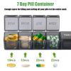 2 Pack Weekly Pill Organizer, Large 7 Day Pill Case, Daily Vitamin Case Medicine Box, AM/PM Pill Containers for Medicine Supplements Fish Oil (Khaki & Black) view 4