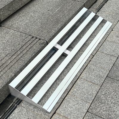 Driveway Curb Ramps with Drainage, Stainless Steel Slatted Ramps for Door Threshold/ Sidewalks/ Garage/ Wheelchair, Shed Ramps for Lawn Mower, Motorcycle Ramp ( Color : LxWxH , Size : 35.4x14x5 in(90x