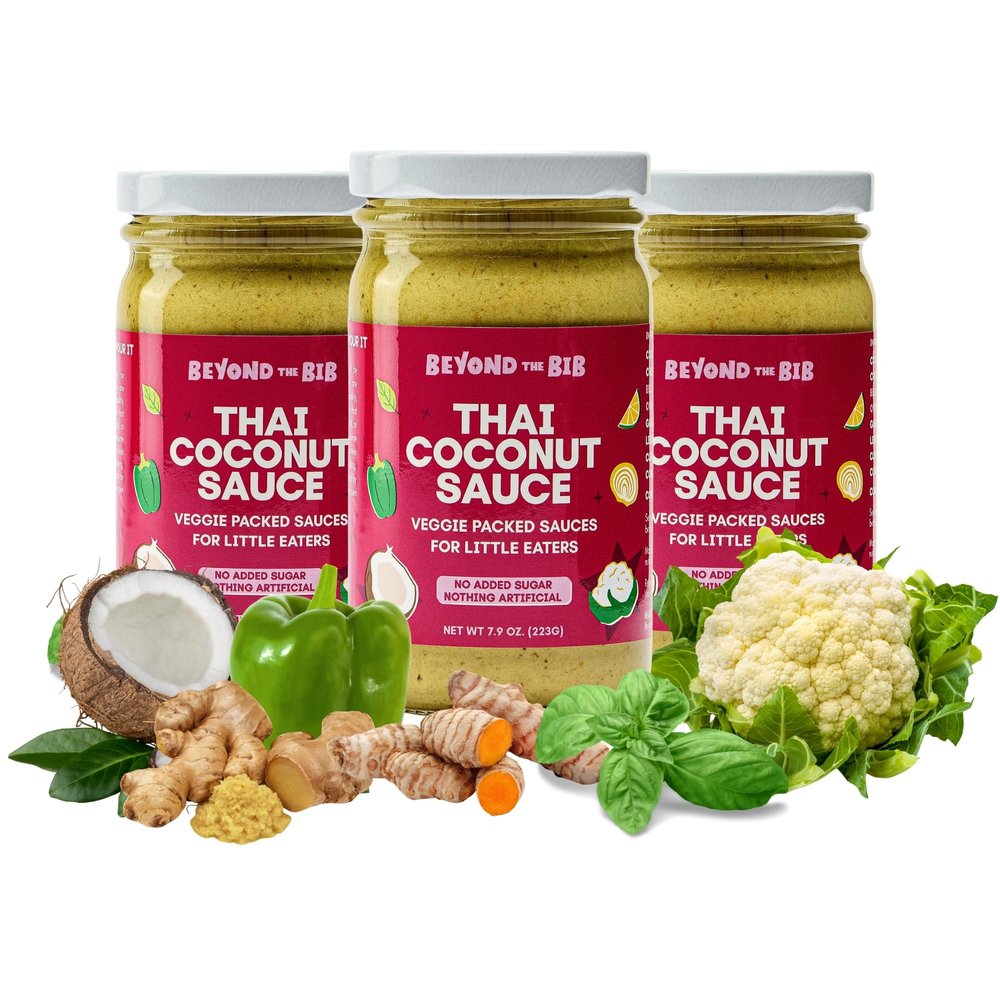 Beyond the Bib All Natural Toddler Sauces for Picky Eaters - Hidden Vegetables, No Added Sugar, Quick & Healthy Mealtime Solution - For 24+ Months (Thai Coconut Sauce - 3 Pack)