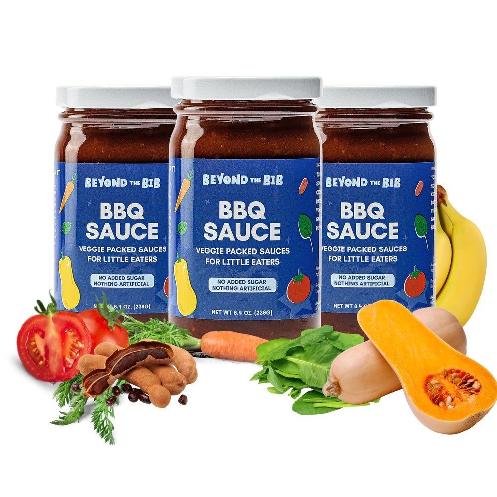 Beyond the Bib - Toddler and Kids Healthy Meal Sauces and Dips - Made with Vegetables, No Added Sugar, No Salt, No Artificial Ingredients - Ready to Eat - For 24+ Months (BBQ - 3 Pack)