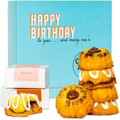 Mo's Mixed Box - Birthday Gifts For Men, Women, Dad, Mom, Husband, Wife, Boys, Girls - Fresh Mo's Bundt Cakes in a Beautiful Birthday Gift Box - Assorted Flavors: Hazelnut Spread, Dulce de Leche, Cinnamon, Guava (8 Mini Cakes)