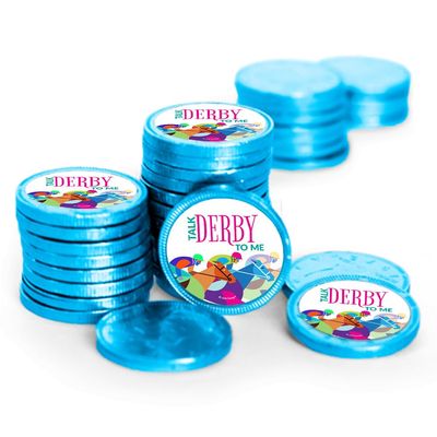 80ct Kentucky Horse Derby Race Candy Party Favors Chocolate Coins (80 Count) - Blue Foil