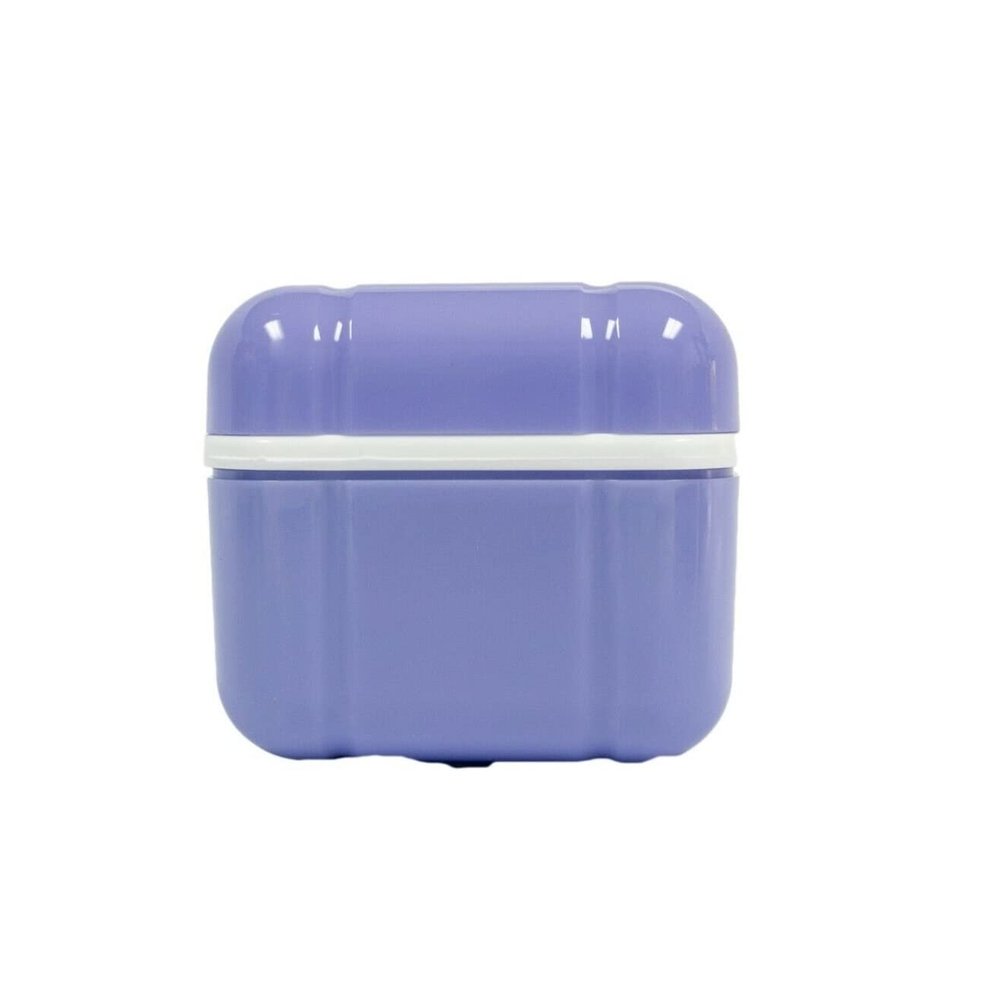 AmeriCan Goods Denture Bath Case Cup Box Holder with Basket, Storage Container Care for Dentures, Clear Braces, Night Guard & Retainers,Traveling (Lavander)
