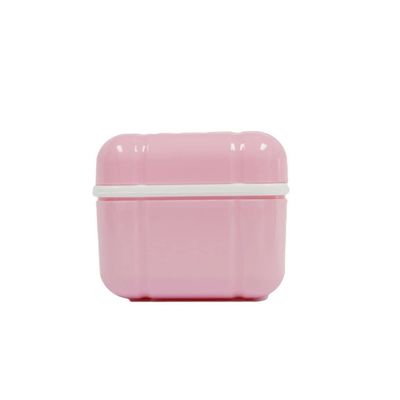 AmeriCan Goods Denture Bath Case Cup Box Holder with Basket, Storage Container Care for Dentures, Clear Braces, Night Guard & Retainers,Traveling (Pink)