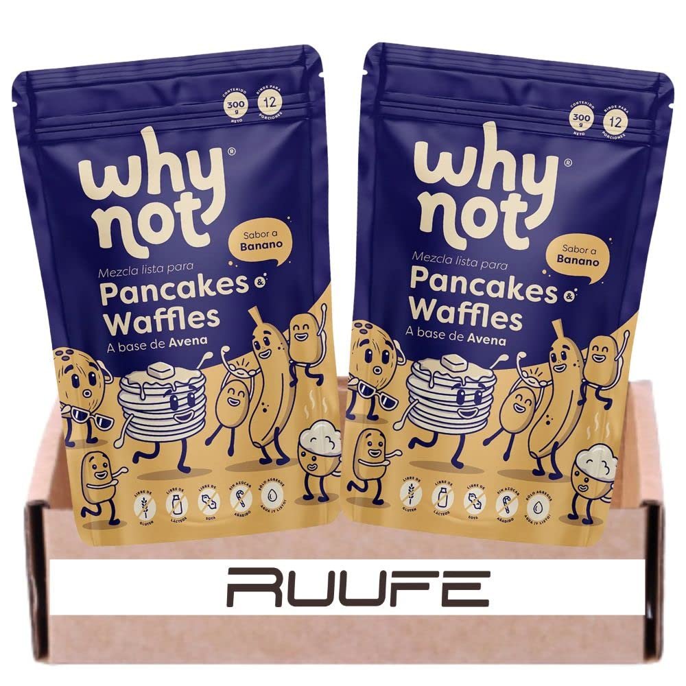 Almond based waffles Why Not Pancake mix (2 pack) with Banana flavor waffle Gluten Free & no added sugar Works with Waffle Maker - Fast and Fresh Breakfast Foods