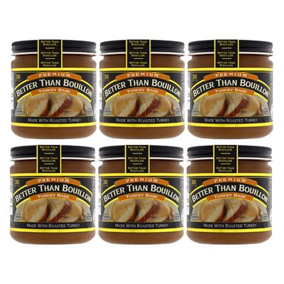 Better Than Bouillon Premium Turkey Base, Made with Roasted Turkey, 38 Servings Per Jar (8 Ounce (Pack of 6))