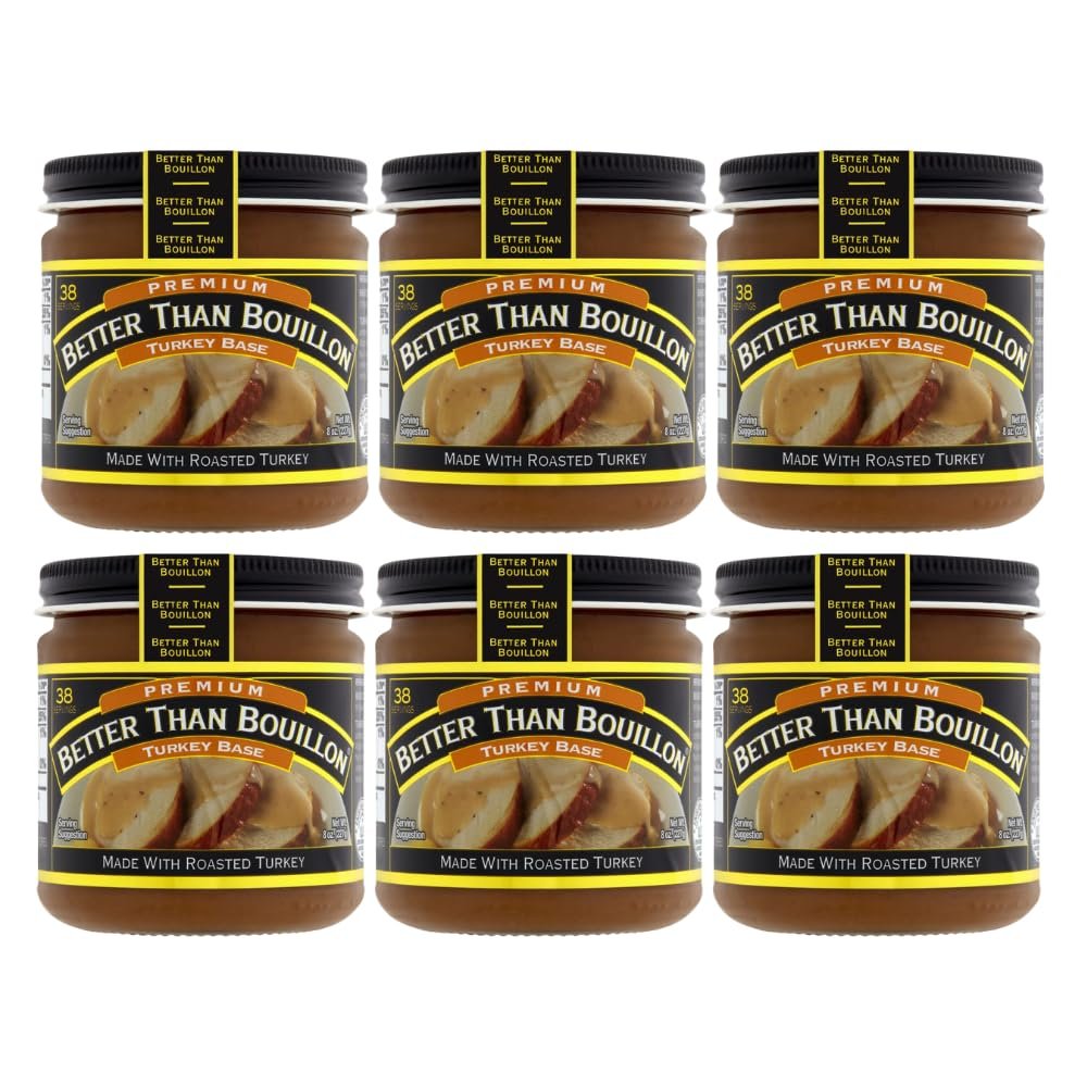 Better Than Bouillon Premium Turkey Base, Made with Roasted Turkey, 38 Servings Per Jar (8 Ounce (Pack of 6))