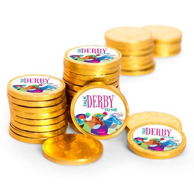 80ct Horse Racing Derby Candy Party Favors Chocolate Coins (80 Count) - Gold Foil, (Kentucky, Preakness, Belmont, Travers)
