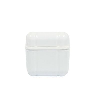 AmeriCan Goods Denture Bath Case Cup Box Holder with Basket, Storage Container Care for Dentures, Clear Braces, Night Guard & Retainers,Traveling (White)