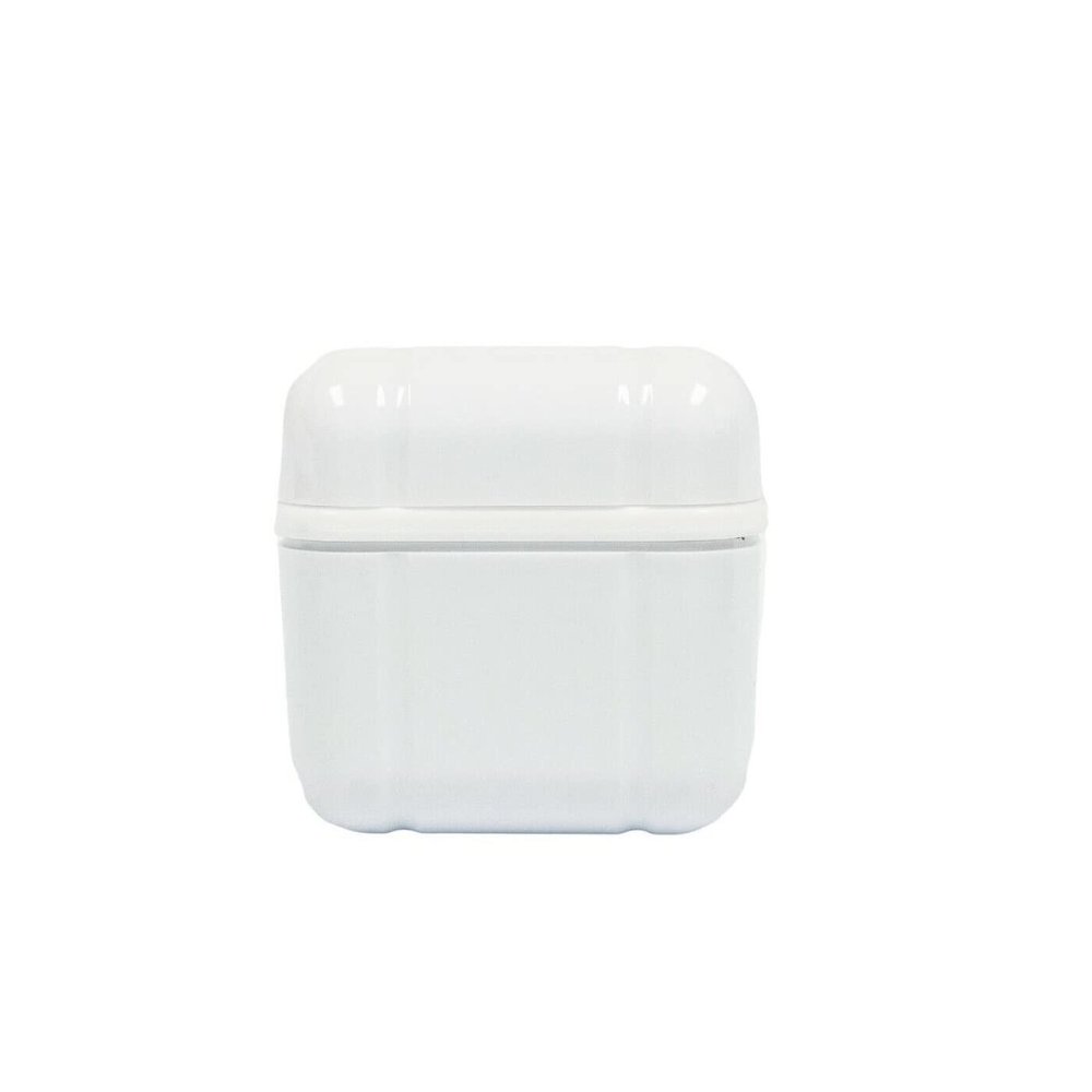 AmeriCan Goods Denture Bath Case Cup Box Holder with Basket, Storage Container Care for Dentures, Clear Braces, Night Guard & Retainers,Traveling (White)