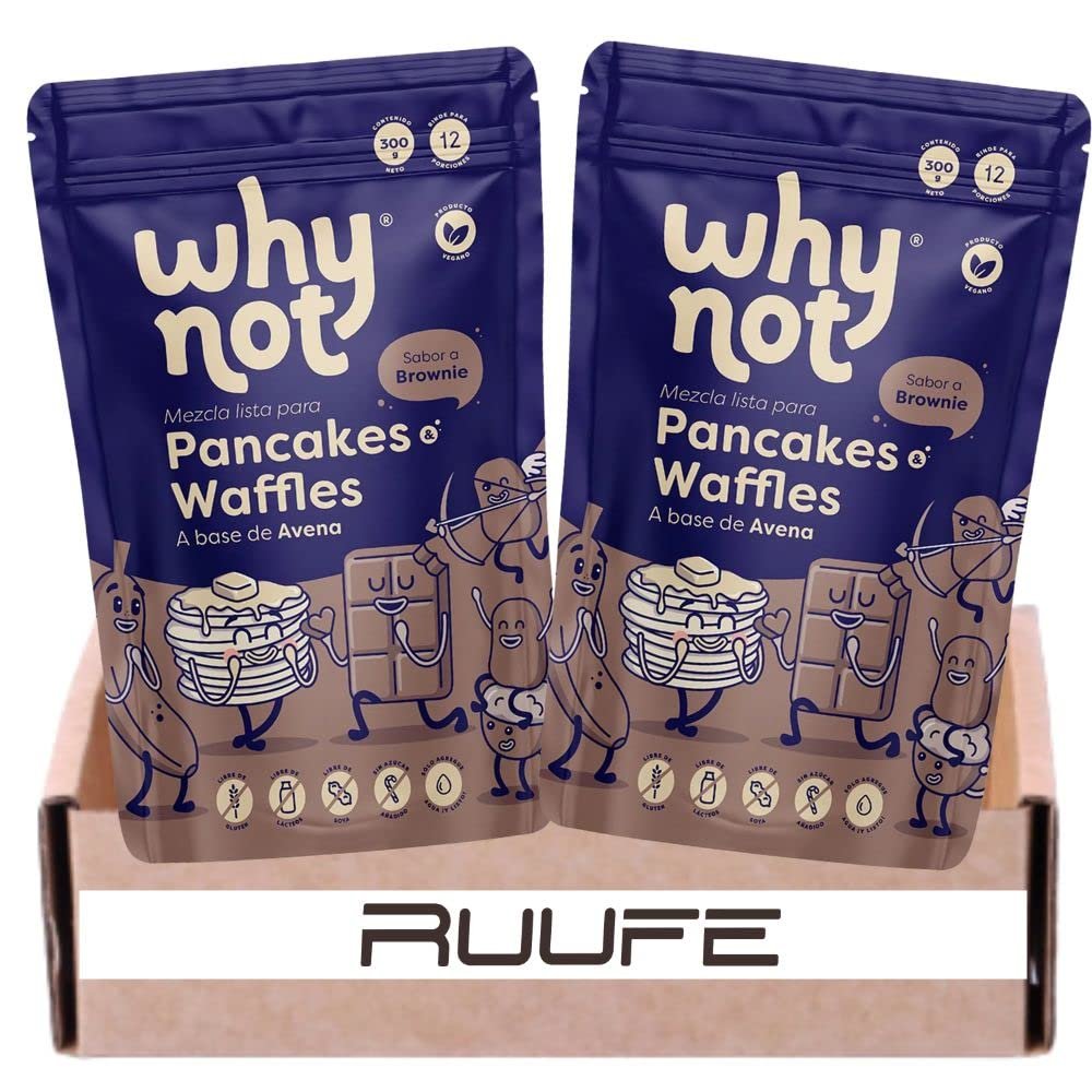 Almond based waffles Why Not Pancakes mix (2 pack) with Brownie flavor waffle Gluten Free & no added sugar Works with Waffle Maker - Fast and Fresh Breakfast Foods