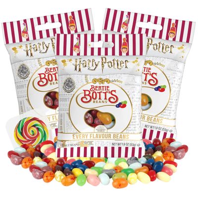 Needzo Bertie Botts Every Flavored Beans, Individual Serving Size Bags, Wizard Party Favors, 1.9 Ounces Each, Pack of 3