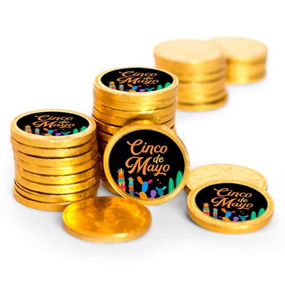 80ct Cinco De Mayo Candy Party Favors Chocolate Coins (80 Count) - Gold Foil