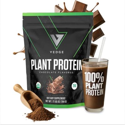 VEDGE Vegan Protein Powder - Plant Protein Powder with Pea, Pumpkin & Sunflower - USDA Organic, Amino Acids, Dairy Free, Gluten Free, Soy Free, Keto, Non GMO, Smooth Texture - Chocolate - 20 Servings