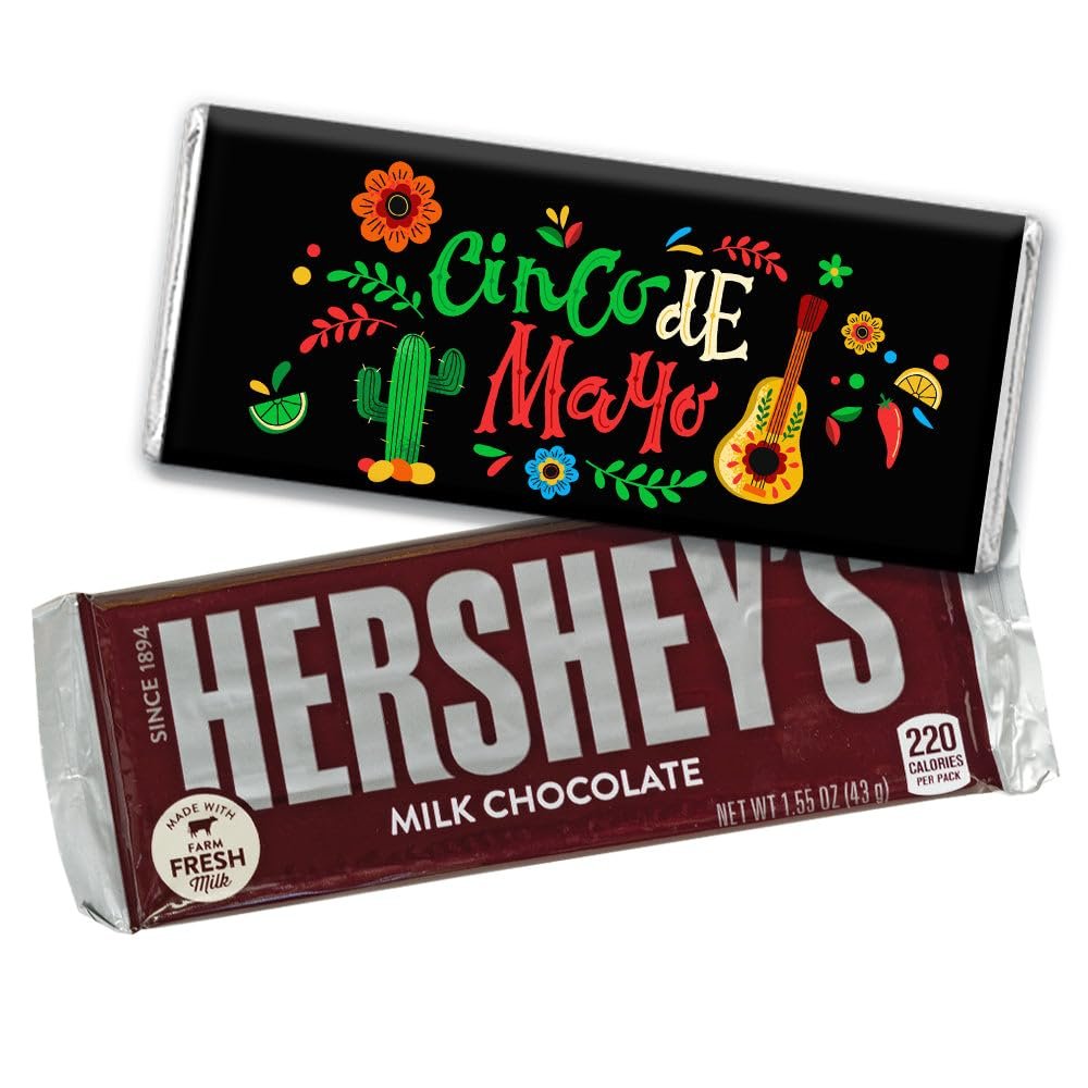 12ct Personalized Cinco De Mayo Candy Party Favors Chocolate Bars & Wrappers (12 Candy Bars) - No Assembly Required