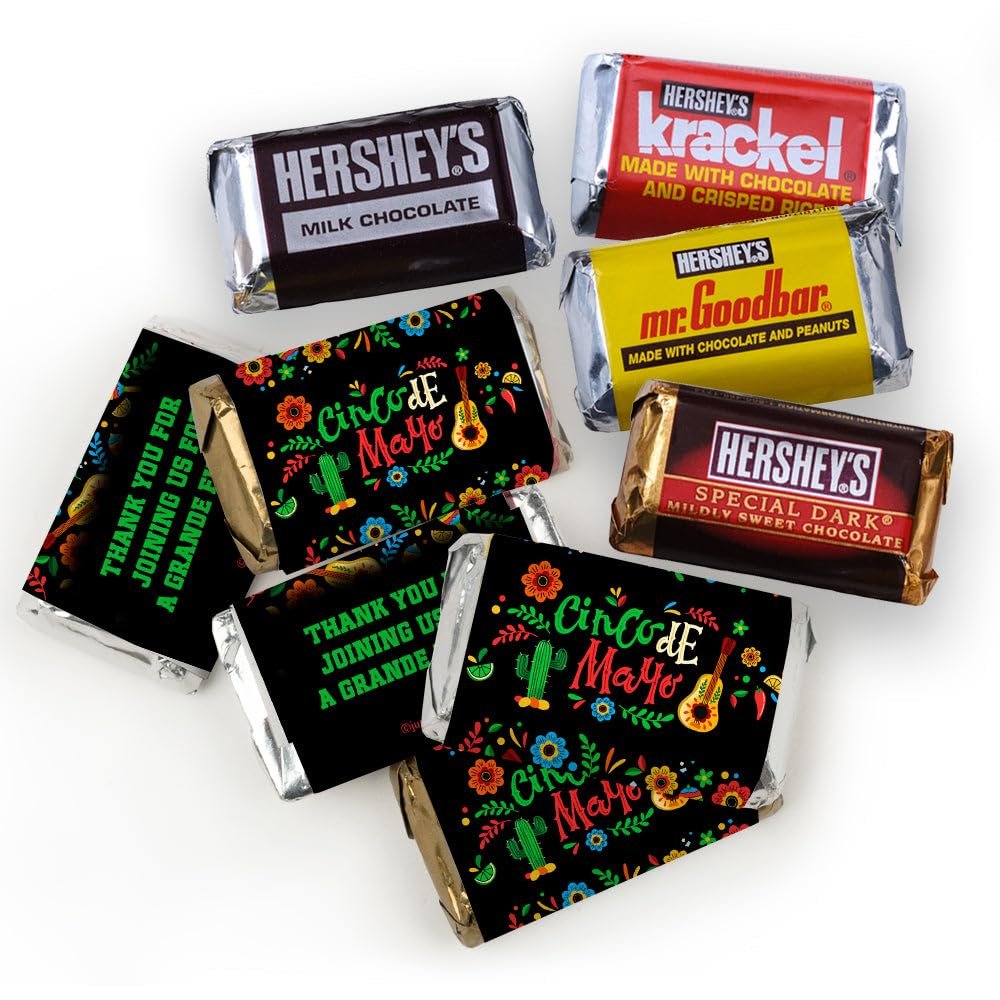 75ct Personalized Cinco De Mayo Candy Party Favors Custom Miniatures Chocolate (75 Pack) - Candy Included