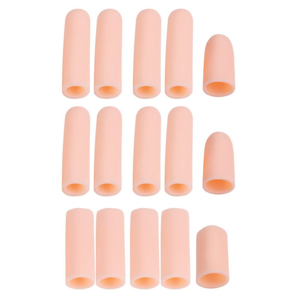 15 Pcs Gel Finger Cots, Finger Protector Brace, Silicon Tubes Insulation Fingerstall Sleeves Support Gloves Pain Relief for Trigger Finger, Hand Eczema, Finger Cracking, Finger Arthritis