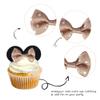 Rsstarxi 24 Pcs Bowknot Cupcake Toppers Children's Birthday Bow Dots Cupcake Toppers for Children's Birthday Baby Shower Party Cake Decortions Supplies Brown view 3