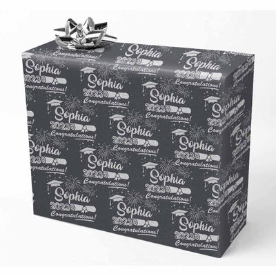 Custom Senior 2024 2024 Graduate Congratulation Gray Graduation Wrapping Paper Personalized Name Congratulate Your Grad with Fun and Vibrant Graduation Wrapping Paper for Best Sister Daughter Son