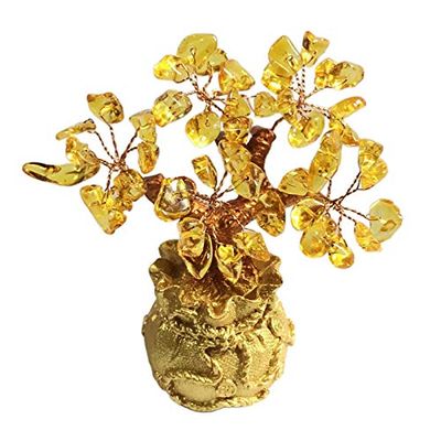Duiaynke Feng Shui Lucky Tree Bonsai Natural Crytal Stone Money Bag Bonsai Home Office Shop Fashionable Ornaments Decor