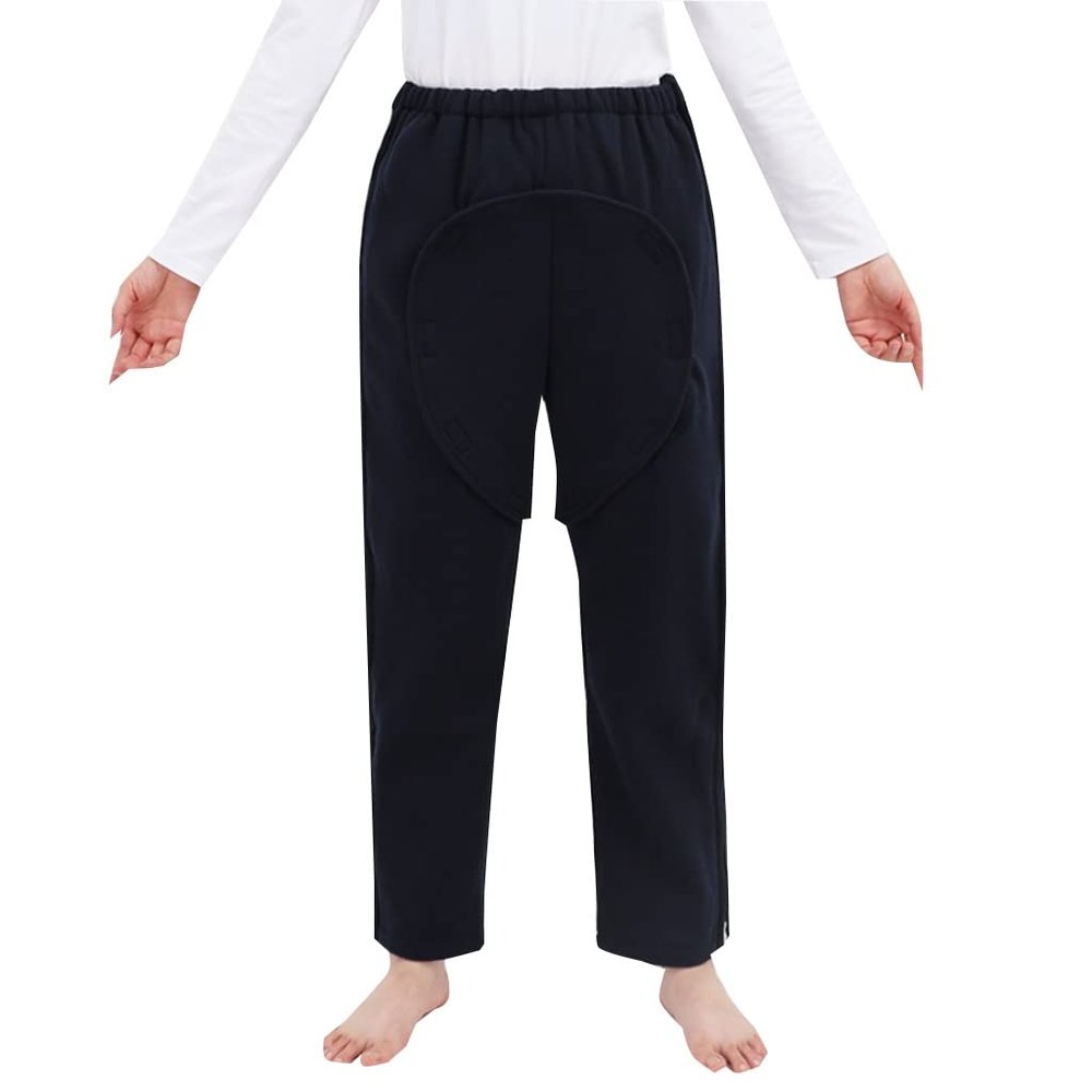 Incontinence Care Trousers Easy to Wear & Take Off Patient Care Pants for Elderly Heathy Cotton Care Clothes (Color : Blue, Size : Large)