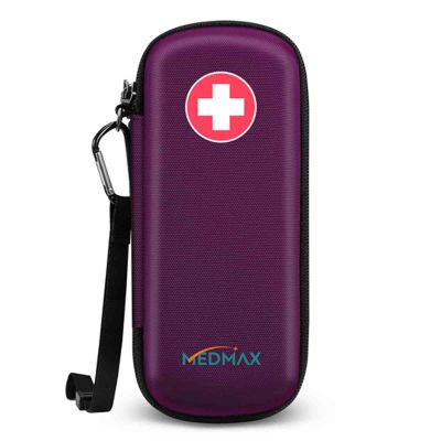 MEDMAX Epipen Medical Carrying Case, Hard Shell EVA Shock Absorption Travel Medication Organizer Bag Emergency Medical Pouch Holds 2 EpiPens, Asthma Inhaler, Auvi-Q, Allergy Supplies (Purple)