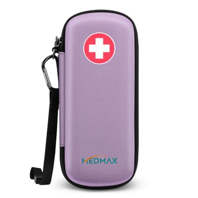 MEDMAX Epipen Medical Carrying Case, Hard Shell EVA Shock Absorption Travel Medication Organizer Bag Emergency Medical Pouch Holds 2 EpiPens, Asthma Inhaler, Auvi-Q, Allergy Supplies (Lavender Purple)