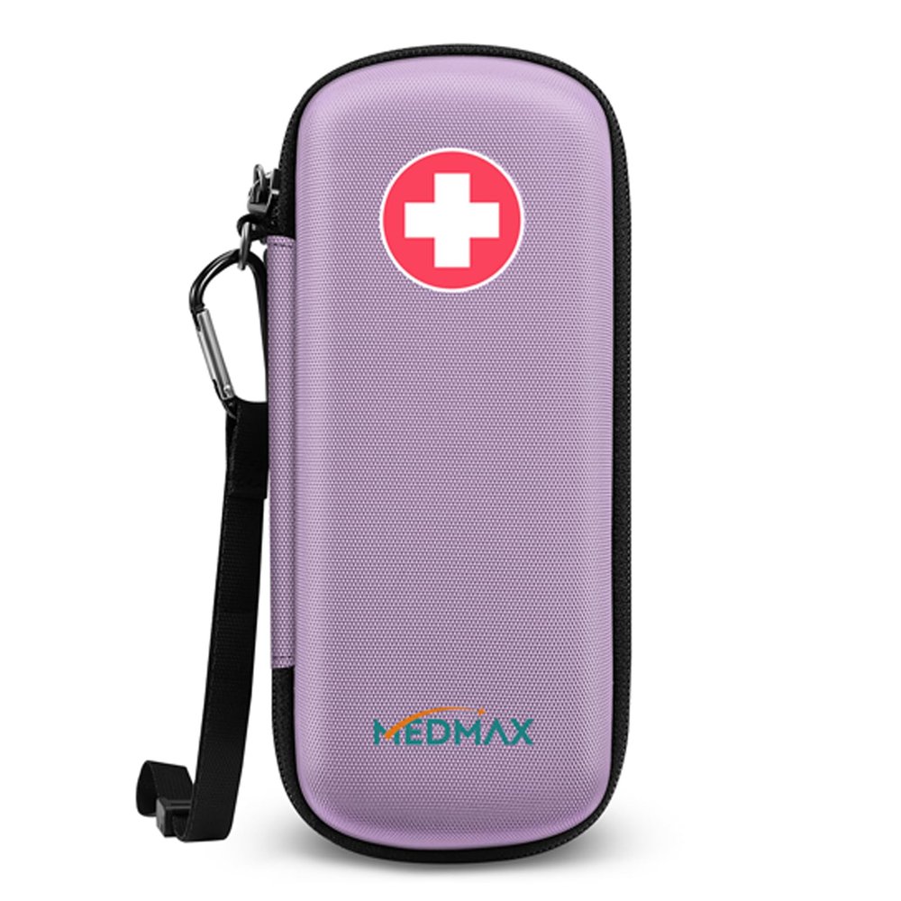 MEDMAX Epipen Medical Carrying Case, Hard Shell EVA Shock Absorption Travel Medication Organizer Bag Emergency Medical Pouch Holds 2 EpiPens, Asthma Inhaler, Auvi-Q, Allergy Supplies (Lavender Purple)