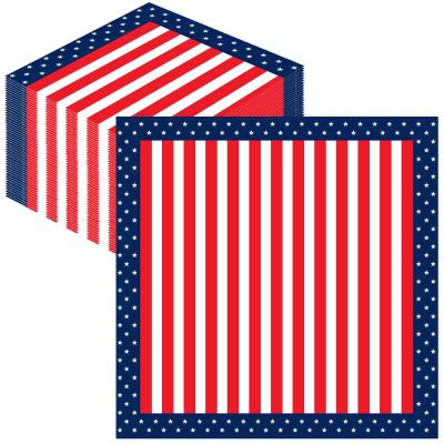 40 Count American Flag Napkins - 12 x 12 Inches Disposable Red White Blue Paper Napkins for 4th of July, Independence Day, Memorial Day Tableware Decorations
