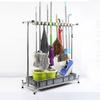 Movable Broom And Mop Holder,Commercial Stainless Steel Mop Rack, Cleaning Supplies Organizer,Floor-Mounted Mop Drain Rack with Tray,Umbrella Stand,Garden Tool Storage,5 Slots ( Size : Single row-10sl view 1