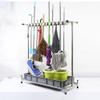 Movable Broom And Mop Holder,Commercial Stainless Steel Mop Rack, Cleaning Supplies Organizer,Floor-Mounted Mop Drain Rack with Tray,Umbrella Stand,Garden Tool Storage,5 Slots ( Size : Single row-10sl view 3