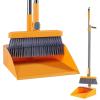 YEDECOR Long Handled Dustpan and Brush, 180 Degree Rotating Sweeping Brush, Household Dust Pan with Comb Teeth for Indoor Outdoor Garden Home Room Kitchen Office Lobby, Complimentary Squeegee,Yellow view 1