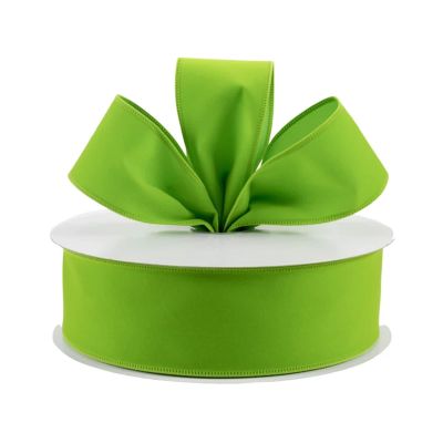 Lime Green Velvet Fabric Wired Ribbon, Make Crafts, Gift Wrap, Size 2.5'' x 50 feet