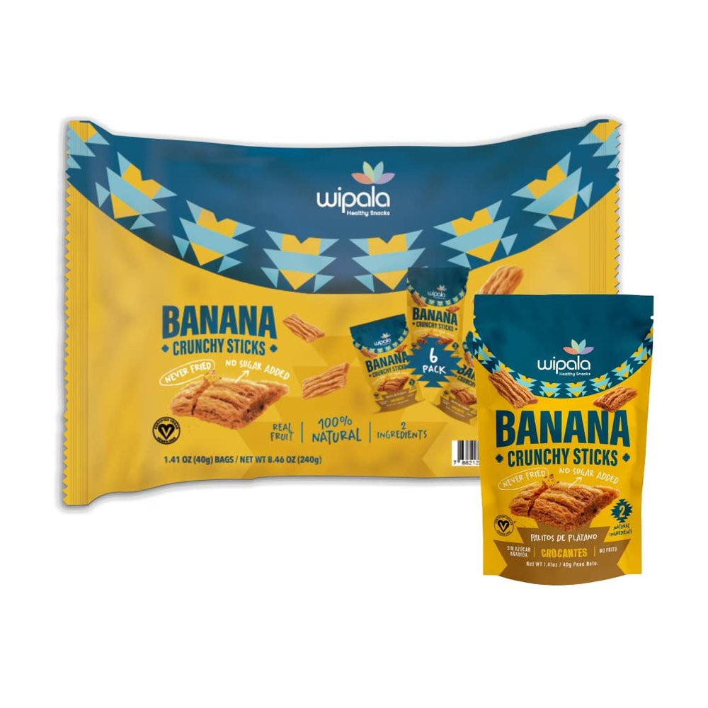 Wipala Banana Sticks (6- pack) | Crunchy Bananas | 100% Real Fruit Snack, only 2 natural ingredients, never fried, no added sugar, vegan certified, NON- GMO and gluten-free