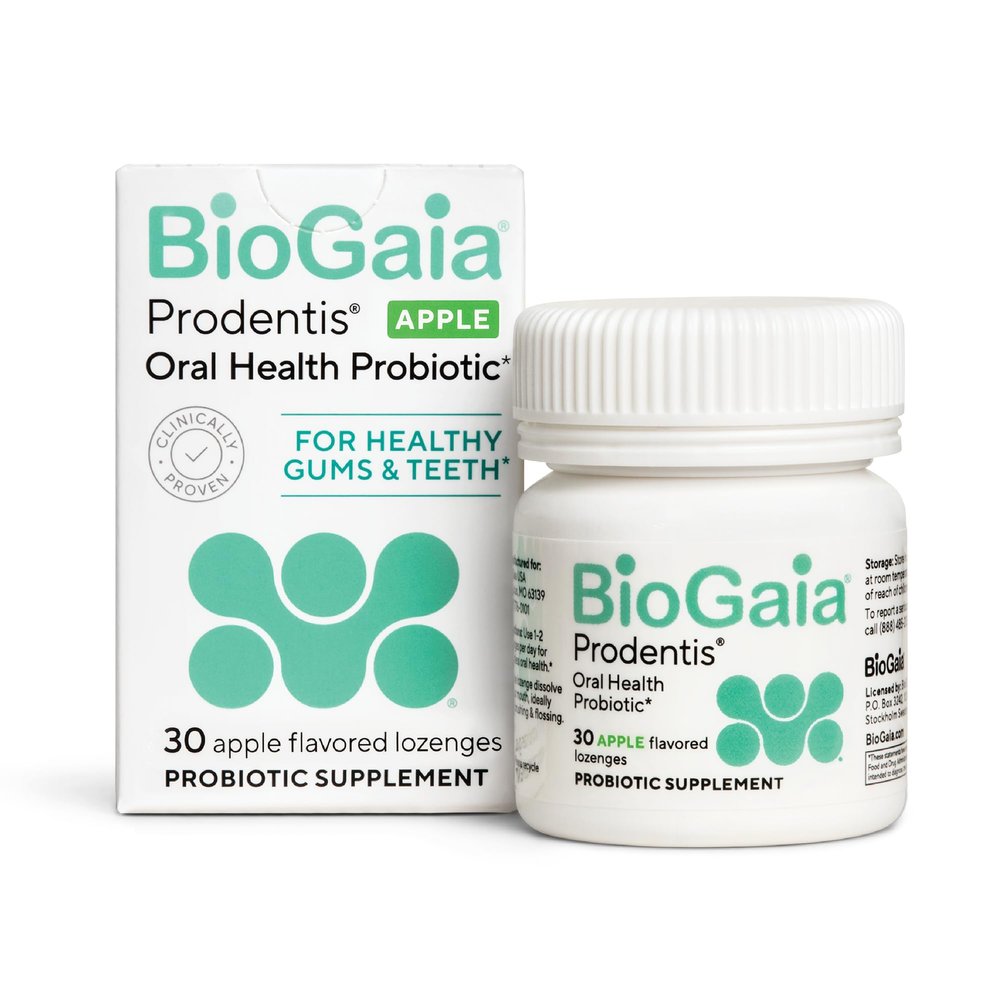 BioGaia Prodentis | Oral Probiotics | Promotes Healthy Gums & Teeth | Defends Against Bad Breath & Dental Problems | Improves Oral Health | Apple Flavored | 30 Dental Probiotic Lozenges