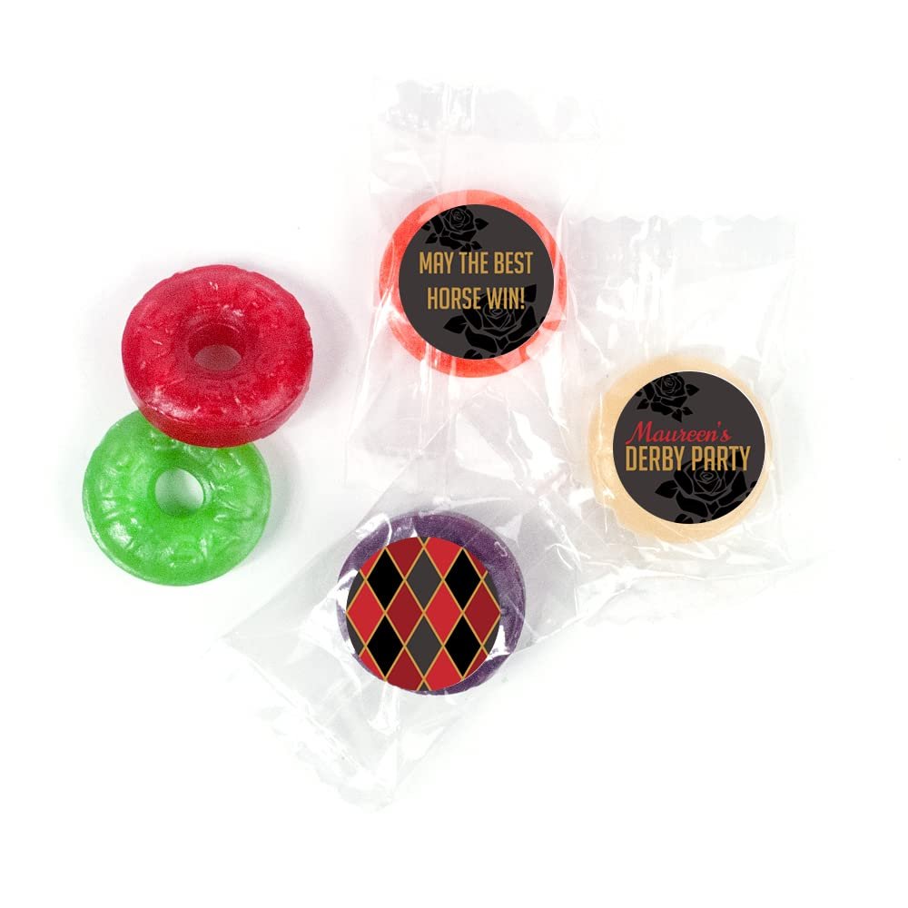 350ct Personalized Kentucky Horse Derby Party Favors Life Savers 5 Flavor Hard Candy (Approx. 350 pcs) Red & Black