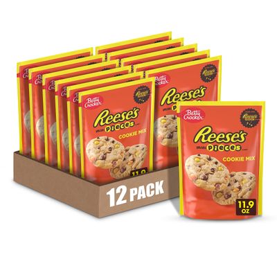 Betty Crocker REESE'S PIECES Cookie Mix, Peanut Butter Cookie Mix with REESES PIECES Minis and Mini Chocolate Chips, 11.9 oz (Pack of 12)