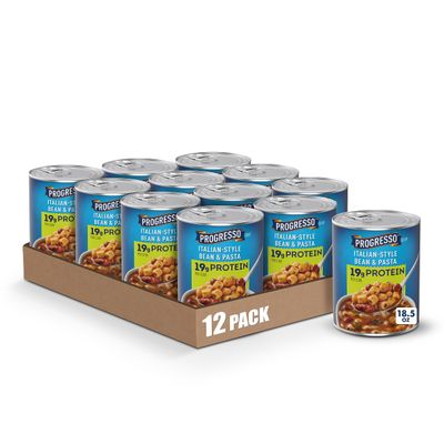Progresso Italian-Style Bean and Pasta Protein Soup, Vegetarian, 18.5 oz (Pack of 12)