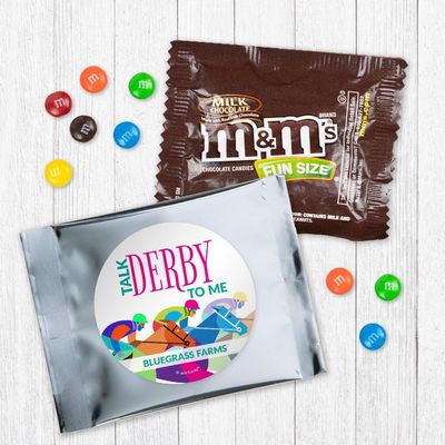 12ct Kentucky Horse Derby Party Favors M&M's Candy Fun Size (12 Pack) - Silver Foil - (3 x 4in) Milk Chocolate