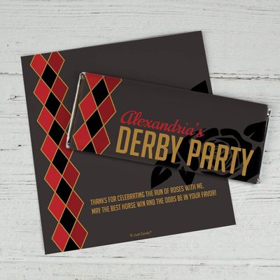 25ct Personalized Kentucky Horse Derby Candy Bar Wrappers DIY Party Favors (25ct Wrappers) - Black & Red