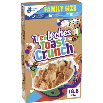 Tres Leches Toast Crunch Breakfast Cereal, Crispy Tres Leches Flavored Cinnamon Cereal, Family Size, 18.8 oz