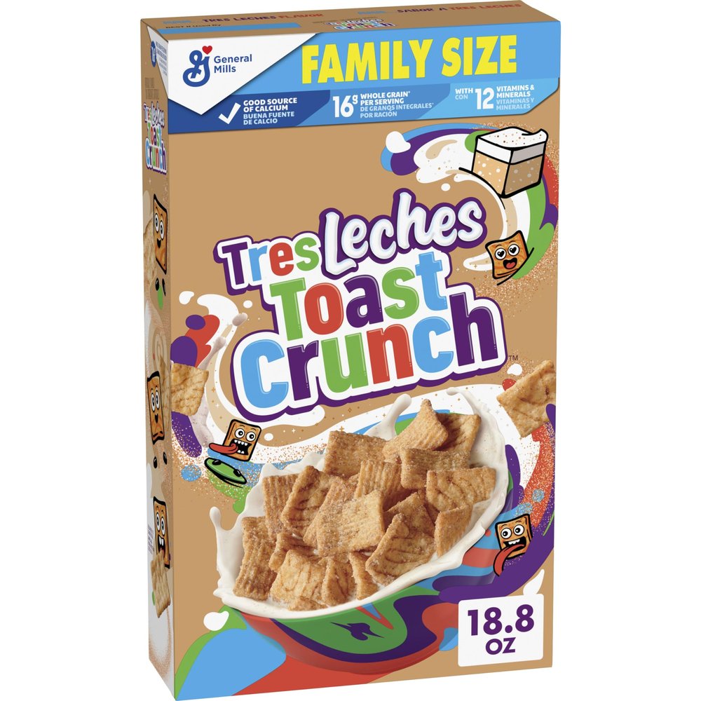 Tres Leches Toast Crunch Breakfast Cereal, Crispy Tres Leches Flavored Cinnamon Cereal, Family Size, 18.8 oz