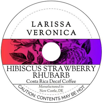 Hibiscus Strawberry Rhubarb Costa Rica Decaf Coffee (Single Serve K-Cup Pods) (Gourmet, Naturally Flavored, Whole Coffee Beans) (12 pods, ZIN: 576640)