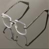 V.W.E. Rimless Rectangular Modern Anti Blue Reading Glasses - UV Blocker Readers Metal Carbon Look (Black, 1.50, multiplier_x) view 4