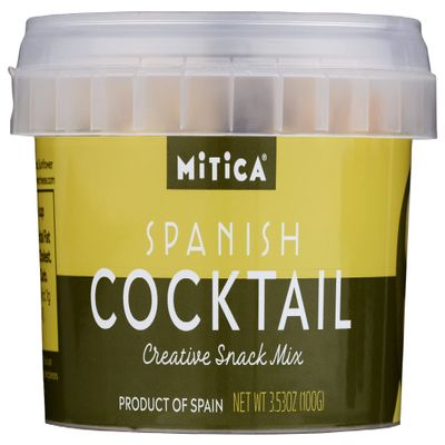 Mitica Spanish Cocktail Creative Snack Mix In Mini Tub, Vegan, 3.53 Ounces (Pack Of 12)