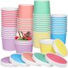 Aodaer 60 Pack Paper Ice Cream Cups with Lids 8 Ounces Paper Treat Bowls Ice Cream Containers Disposable Dessert Bowls for Hot and Cold Party Supplies Treat Dessert Cups for Sundae Frozen Yogurt view 1