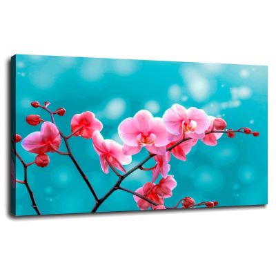 SSDDKL Pink Orchids Tropical Flowers Orchids Branch Wall Art Canvas Prints Poster For Home Office Decorations With Framed 36"x20"